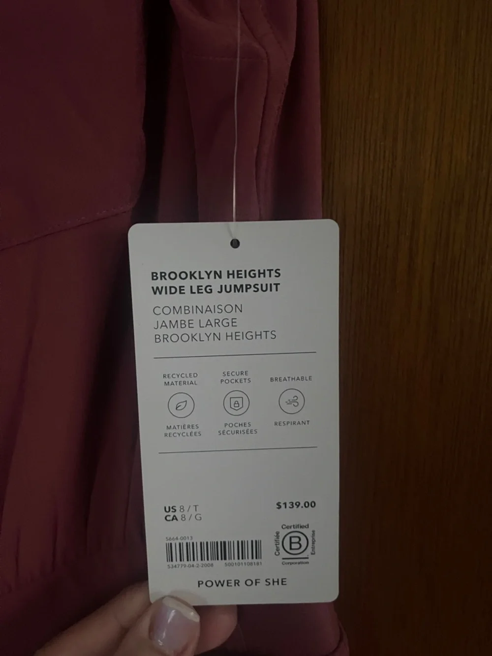 NWT Athleta Brooklyn Heights Wide Leg Jumpsuit in Mauve size 8 Tall - Picture 2 of 12